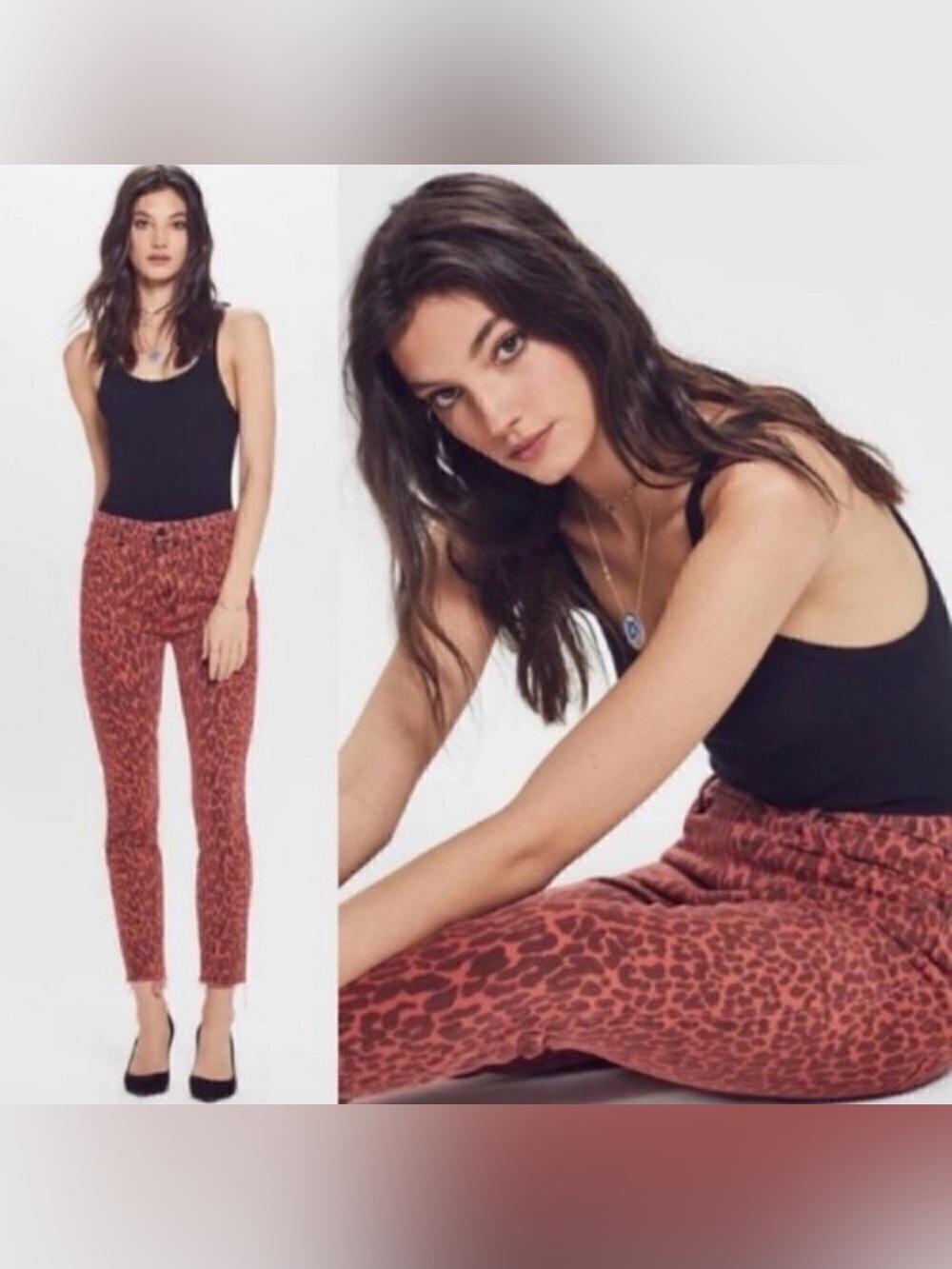 MOTHER High-Waisted Looker Ankle Fray Animal Attraction Leopard Print Jeans 24